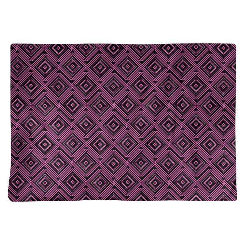 Napperon en coton 18 po Square Maze, Noir / Rose