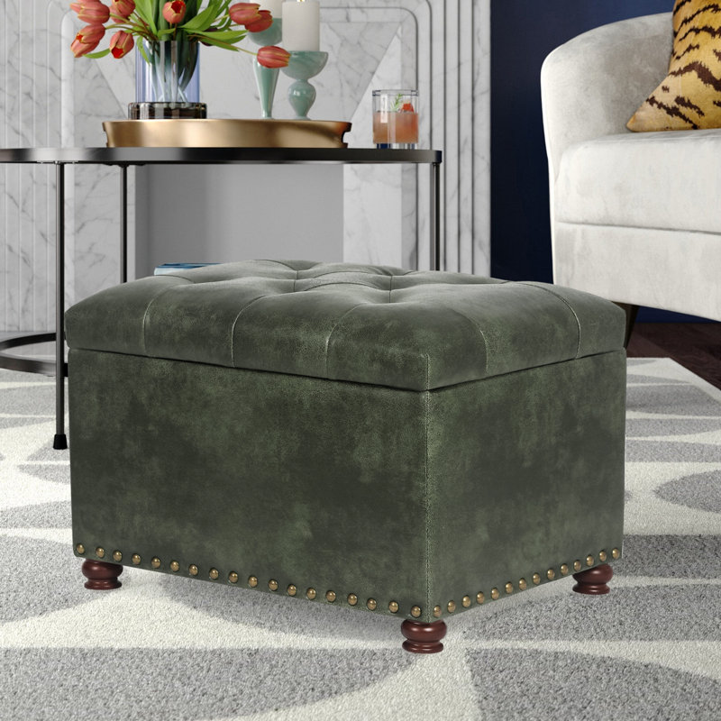 Repose-pieds Milana Classy Accent, Similicuir vert foncé Milana