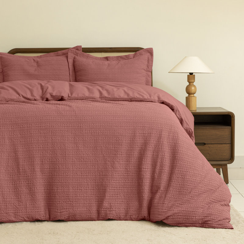 Dreamology Waffle Weave Duvet Cover, King Duvet Covers,100% Cotton Waffle Duvet Covers with Zipper Closure, Soft Luxury Textured & Breathable, 2 Pillow shams, 1 Duvet Cover (Terracotta, King)