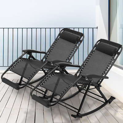 Barnabus Foldable Zero Gravity Chairs, Extra Wide Rocking Chairs Recliner with Headrest and Footrest