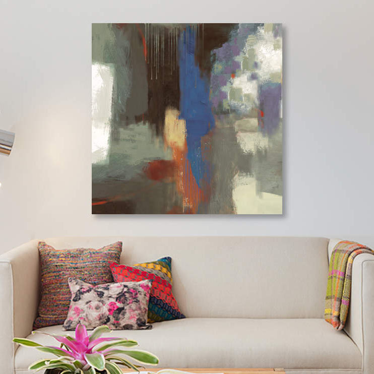 «Blue Abstract» par PI Studio - reproduction sur toile, H 37 po x l 37 po x P 1,5 po, Toile tendue, Pas de tapis