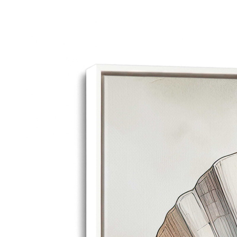 «Cape Cod Clamshell» par Nicole DeCamp, reproduction d'art, L 20 po x H 20 po, Blanc, Toile avec cadre