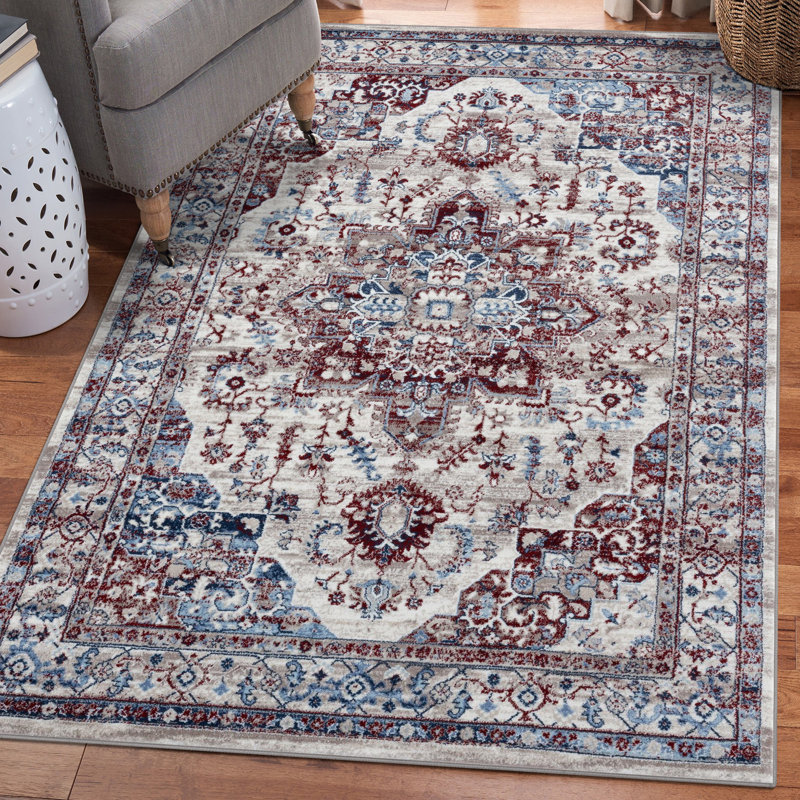 Tapis oriental ivoire Villines, Rectangle 8 pi x 10 pi