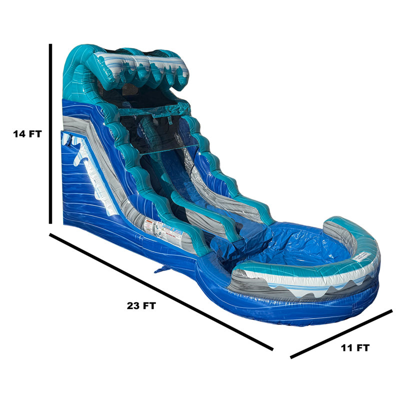 Toboggan aquatique 14 pi Jingo Jump avec piscine et souffleur d'air