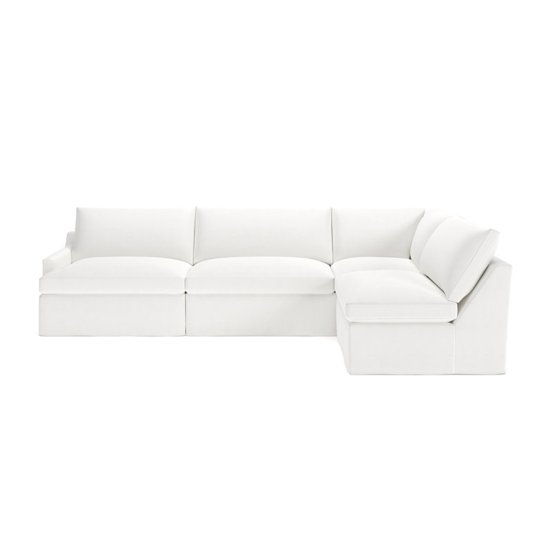Canapé modulaire 4 pièces Wrenley, Natté lueur lunaire Drusky Sustain®, Orienté à droite