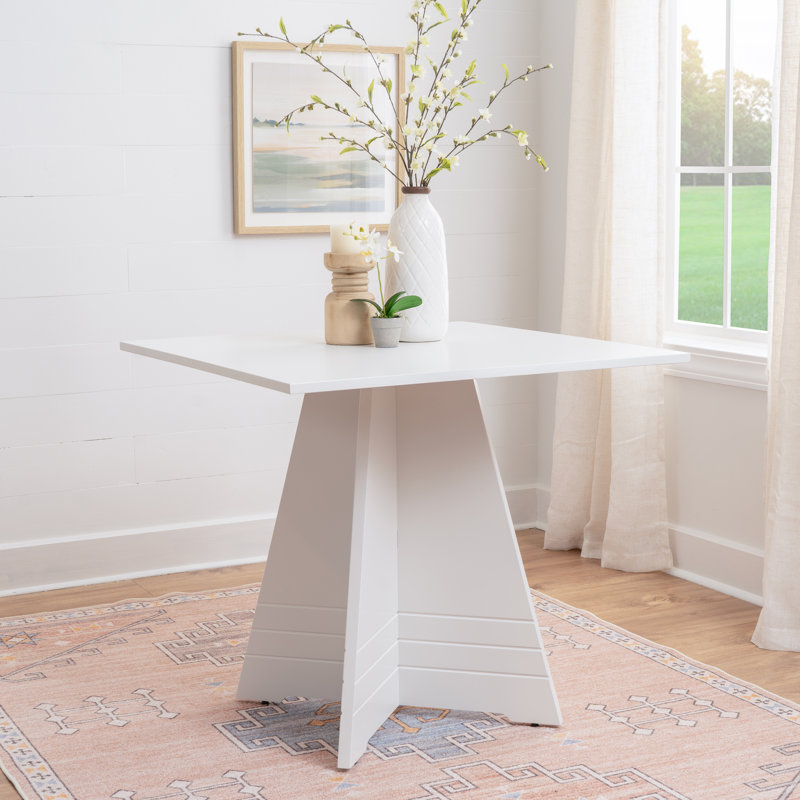Chesterle Square Pedestal Table White