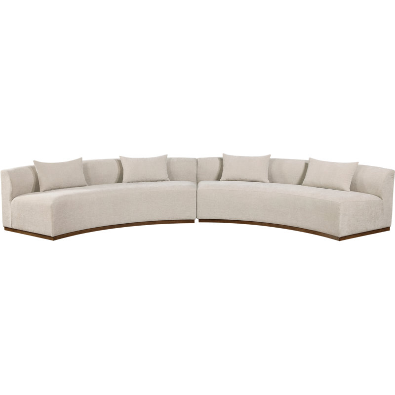 Canapé modulaire en tissu de chenille rembourré 2 pièces 182,5 po Avanti, Chenille beige, H 30 po x l 183 po x P 68 po