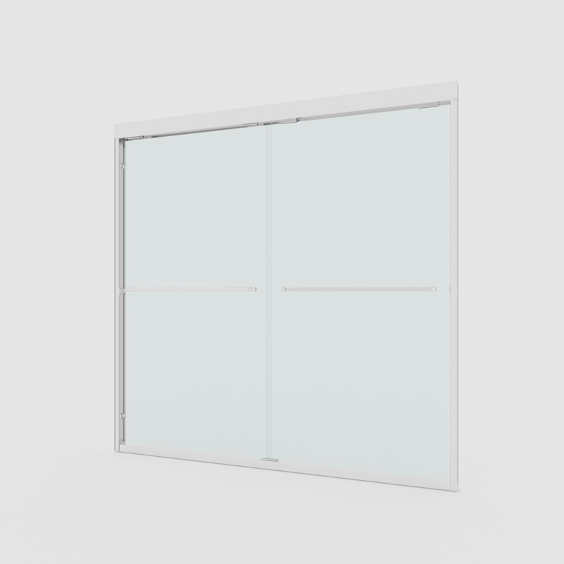 Nesso X P 56 po H Porte de baignoire coulissante encadrée et verre transparent en chrome, Chrome chrome