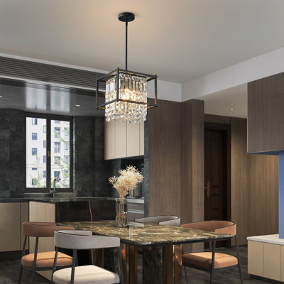 Jhase Crystal Dimmable Square / Rectangle Chandelier Modern Pendant Light Fixture