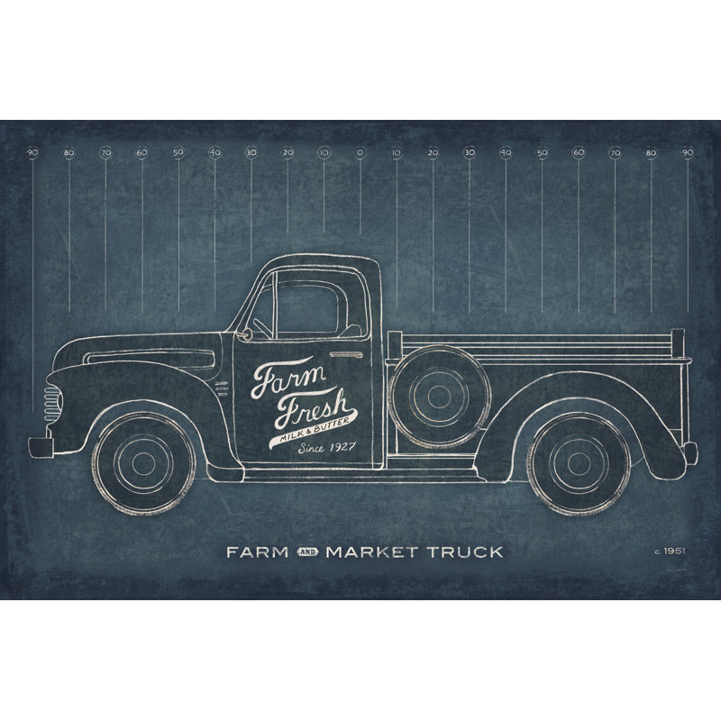 Farm Truck Blueprint by Sue Schlabach - Wrapped Canvas Painting, 61cm H x 91cm W