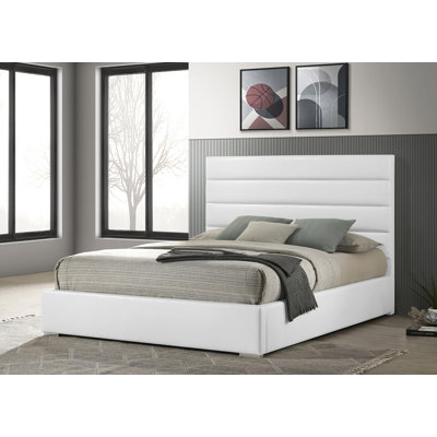 53-inch Upholstered Eastern Platform Bed White