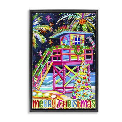 Whimsical Seaside Christmas Canvas by Jess Stempel