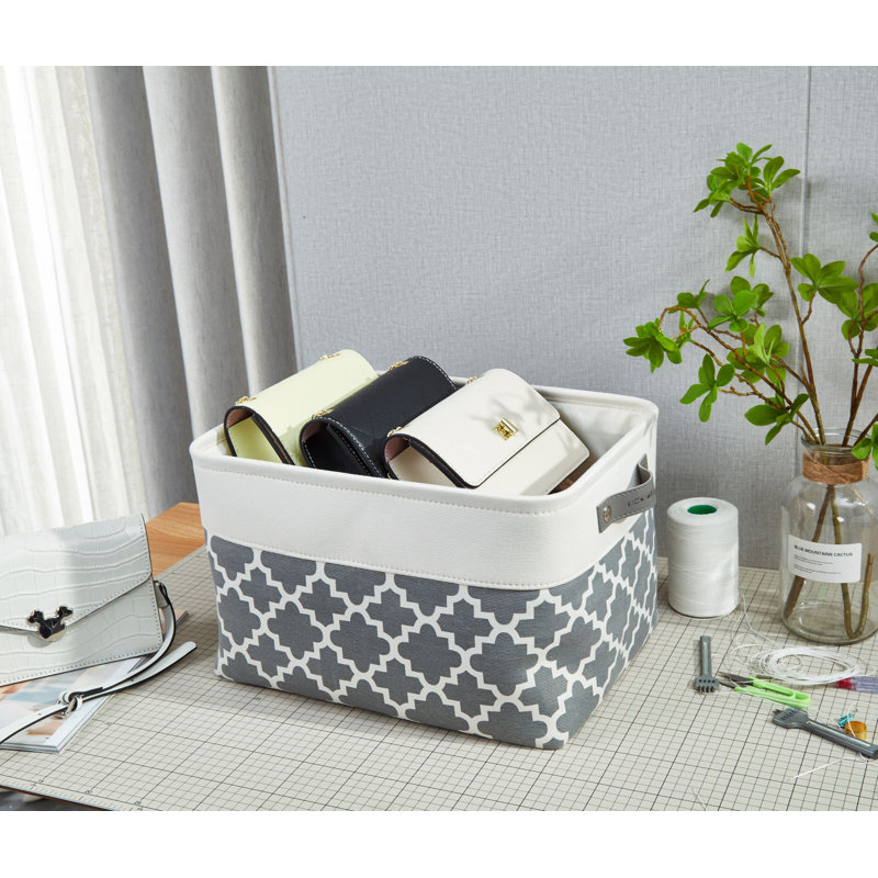 Ensemble de bacs de rangement pliables en tissu, gris, H 9,5 po x l 11 po x P 15 po, 4