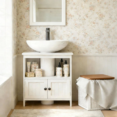 Armoire de salle de bain sous le lavabo de style moderne, armoire de rangement sur piédestal (non incluse)