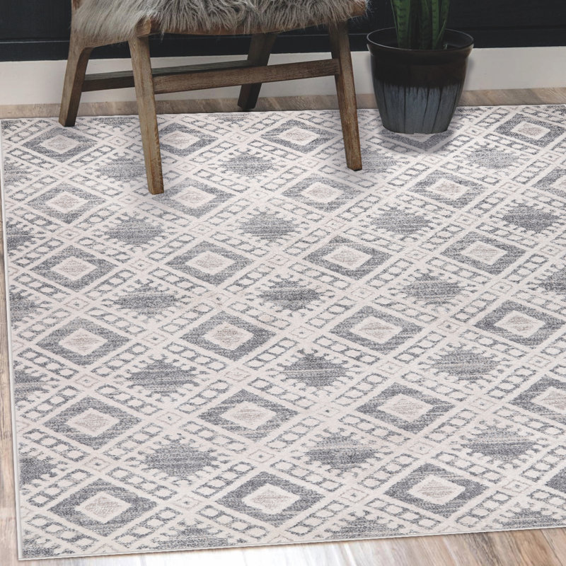 Tapis gris / crème Saltville, Rectangle 7 pi 10 po x 10 pi 10 po