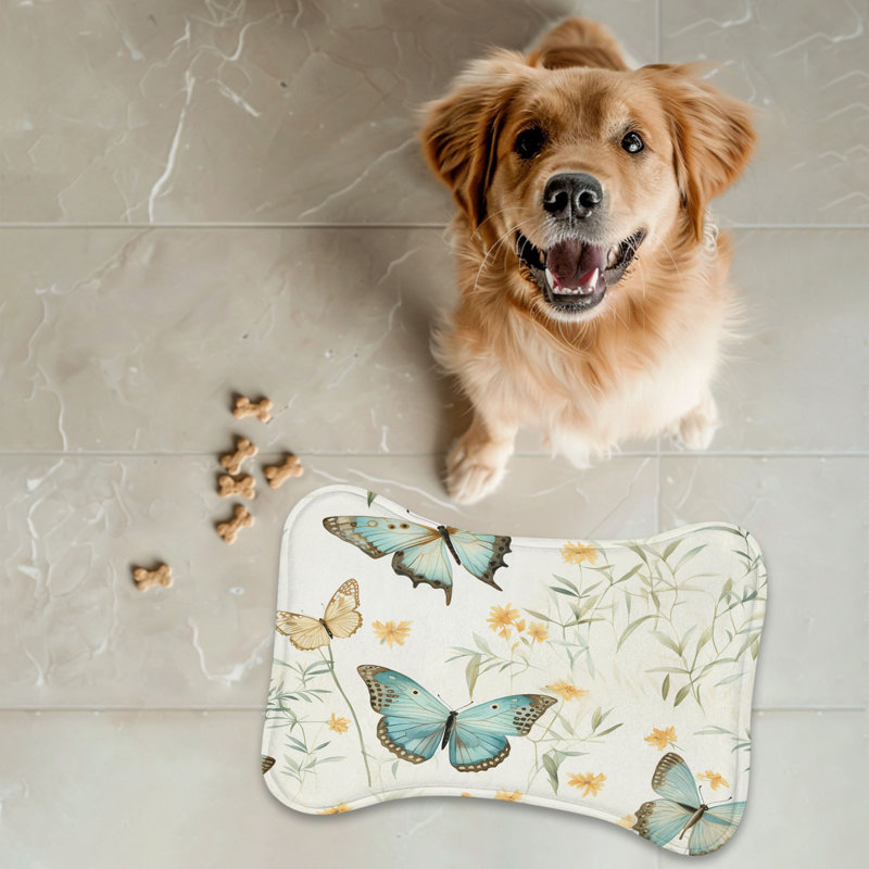 Floral Flight - 1 Piece Bone Shape Feeding Mat
