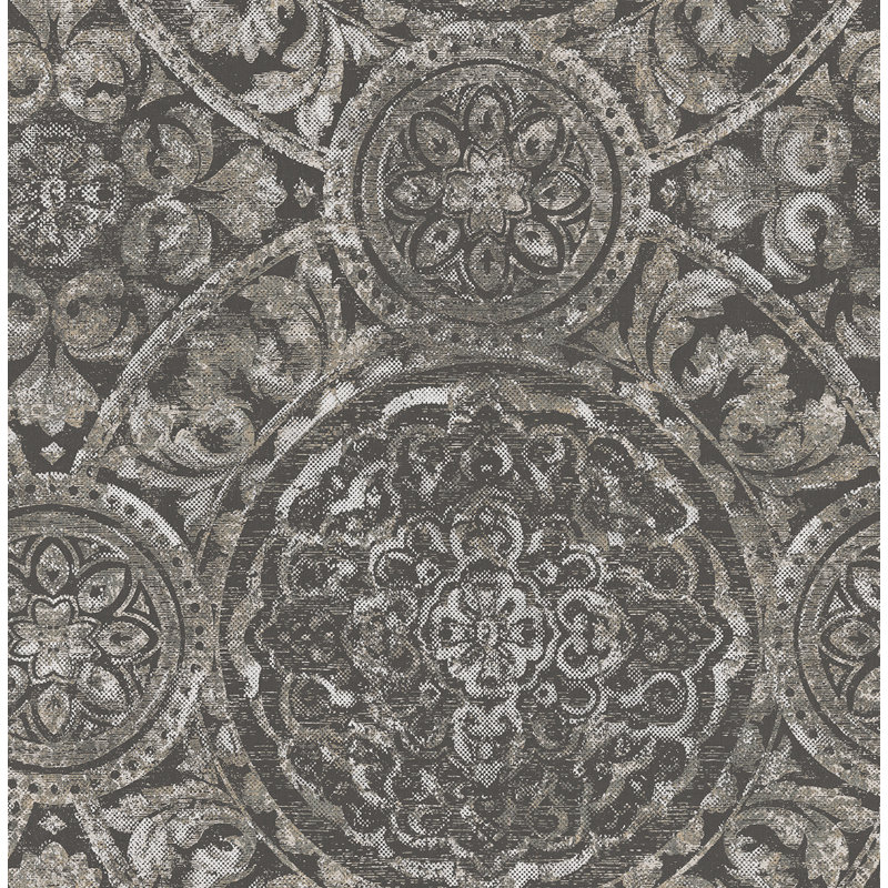 Rouleau de papier peint L 33 pi x l 20,5 po Zurcher, L 33 po x l 20,5 po, Gris / Blanc cassé