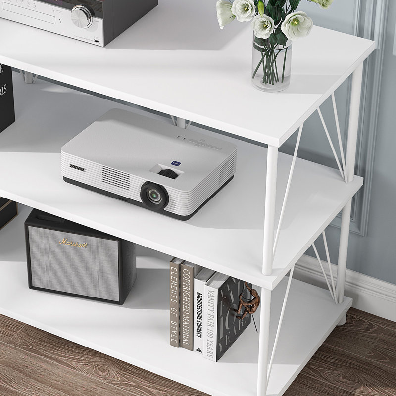 Meuble télé avec tablettes de rangement, Blanc