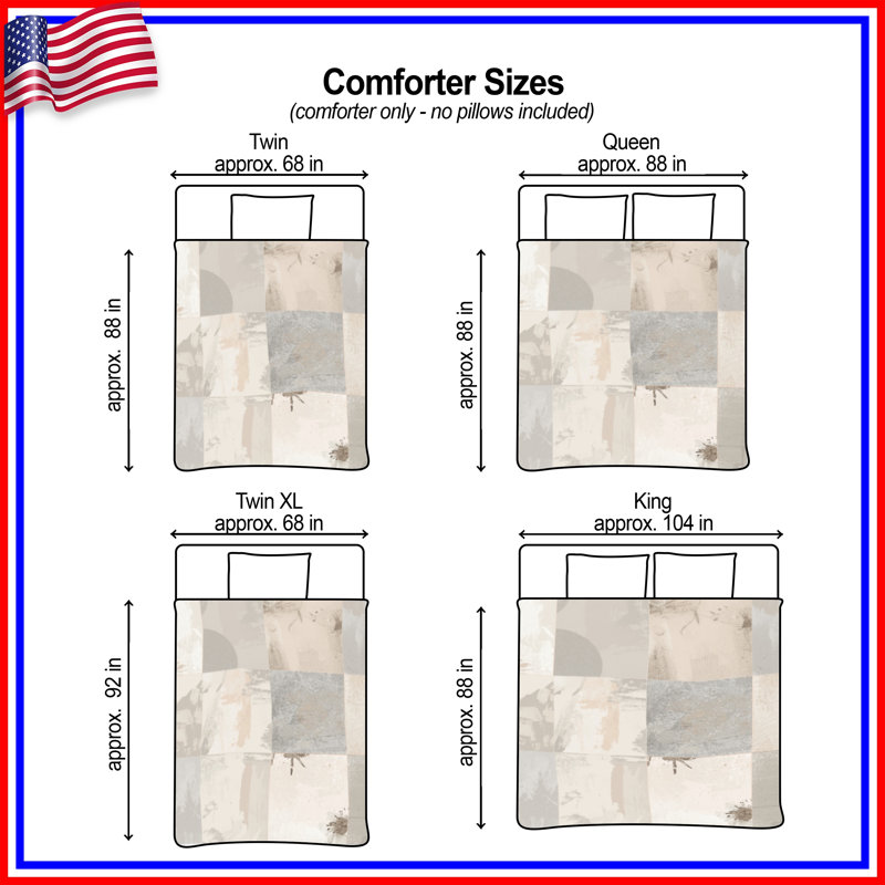 Abstract Beige Gray Blocks Comforter, Twin