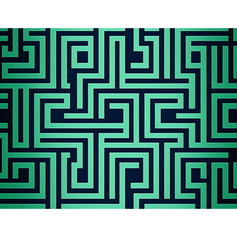 Greek Key Plain Weave / Muslin Throw Blanket, Twin, Geometric, Green/Navy