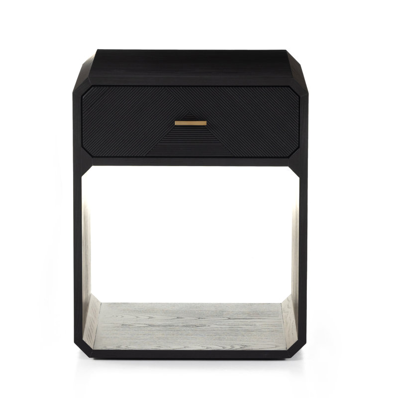 Caspian Nightstand-Black Ash Veneer, Black Ash