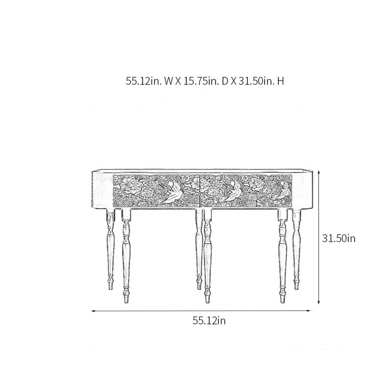 Console rétro multifonctionnelle élégante, 31.5" H x 55.12" W x 15.75" D