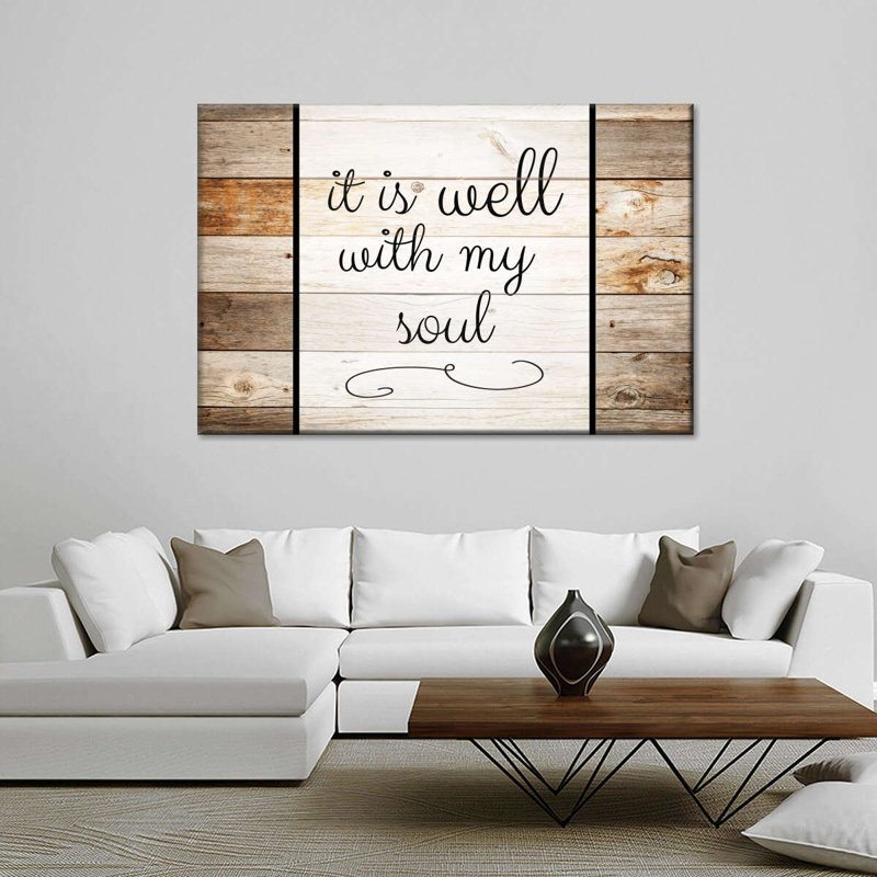 «Well With My Soul», citation sur toile, H 20 po x l 30 po x P 1,25 po