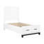 Lit plateforme simple en bois avec finition blanche et tiroir avec rangement