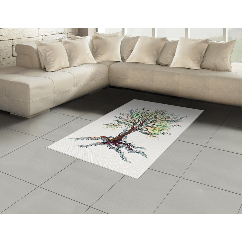 Music High Density Long Fiber Poly Threads Decorative Area Rug Carpet, Rectangle 4' x 5'8"