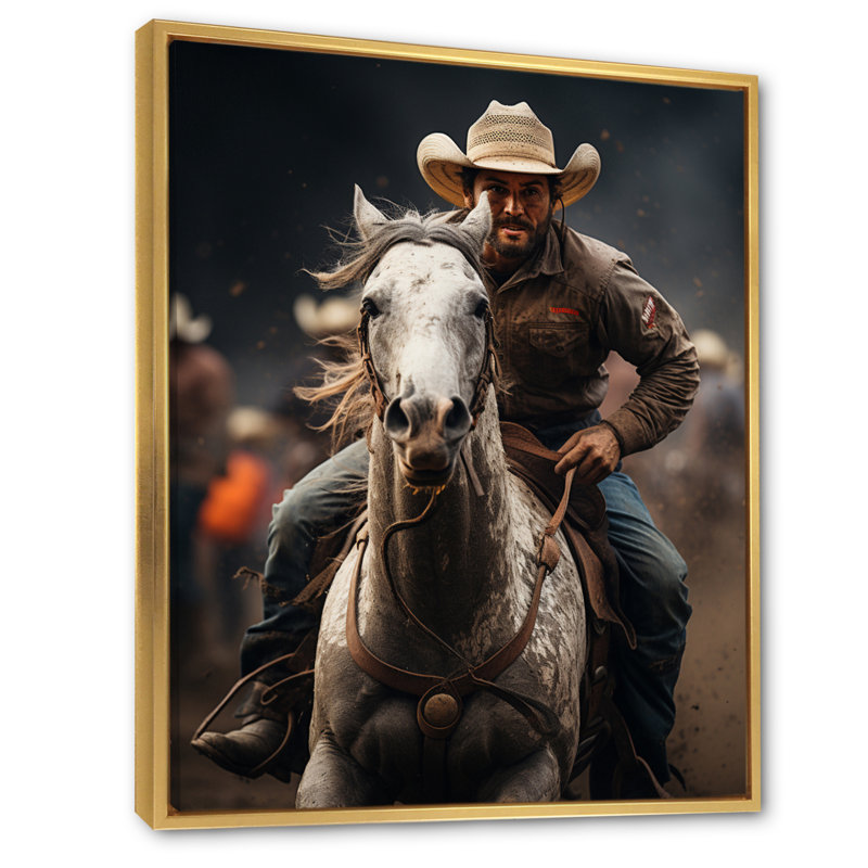 Yodei Canada Calgary Rodeo I - impression, H 44 po x l 34 po x P 1,5 po, Cadre flottant doré