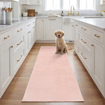 Tapis uni en polyester tissé à la machine couleur pêche