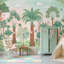 Papier peint paysage tropical, palmiers, aquarelle, illustration murale amovible-133384842-133384844