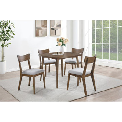 Ensemble de table de salle à manger 5 pièces avec 4 chaises de salle à manger à finition noyer et plateau en bois de style transitionnel