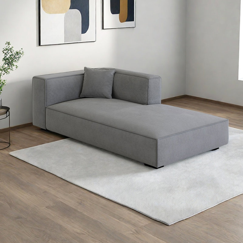 Chaise longue en bois massif Modern Living Room, Gris, Orienté à gauche (vu de face)