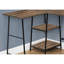 Bureau d'ordinateur, bureau personnel, coin, tablettes de rangement, L 48 po, forme en L, travail, ordinateur portable, stratifié brun, métal noir, contemporain, moderne