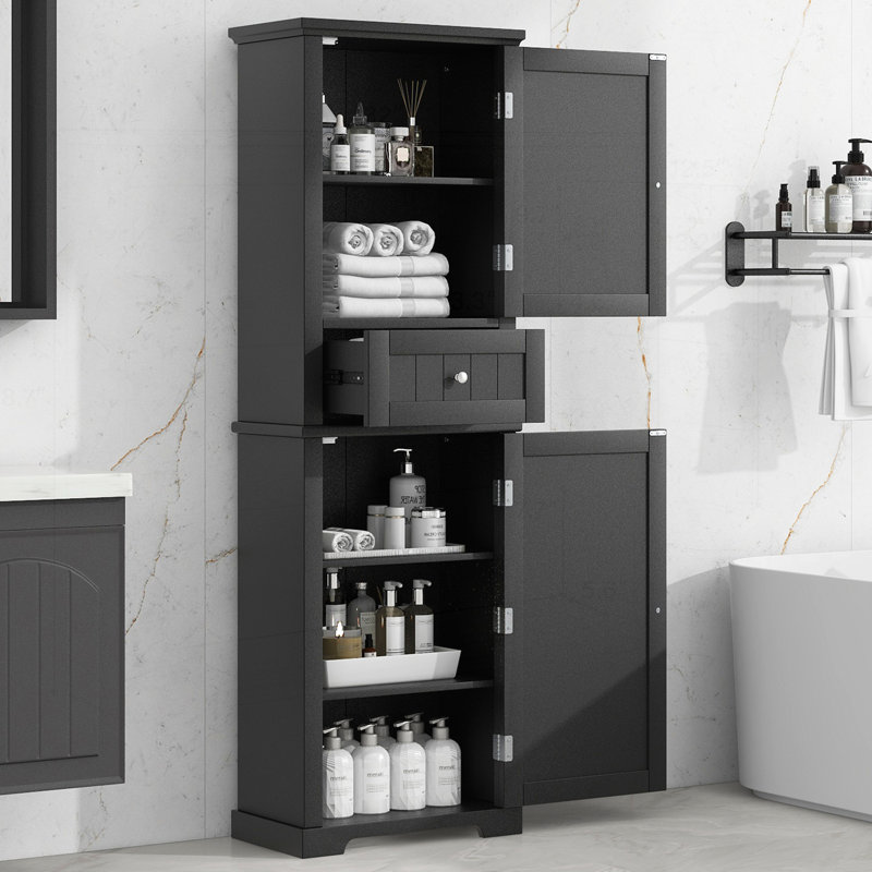 Versatile Freestanding Bathroom Cabinet with Multiple Features for Optimal Storage, Black