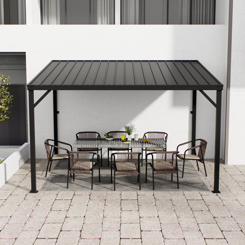 10 Ft X 12 Ft Metal Pergola With Canopy, 99.12" H x 120" W x 144" D