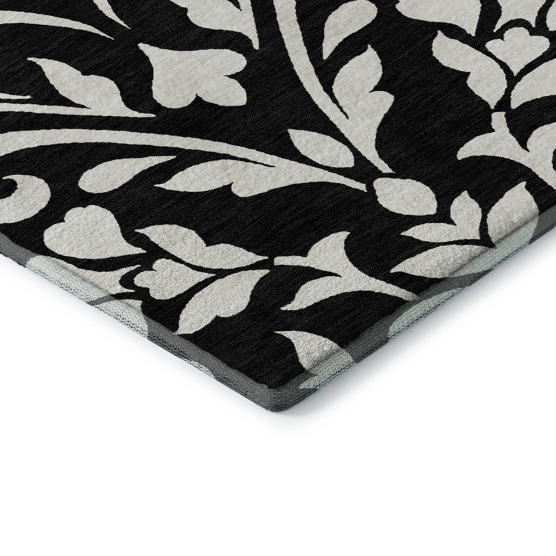 Tapis noir Prisco lavable à la machine de qualité supérieure, Rectangulaire 8 pi x 10 pi