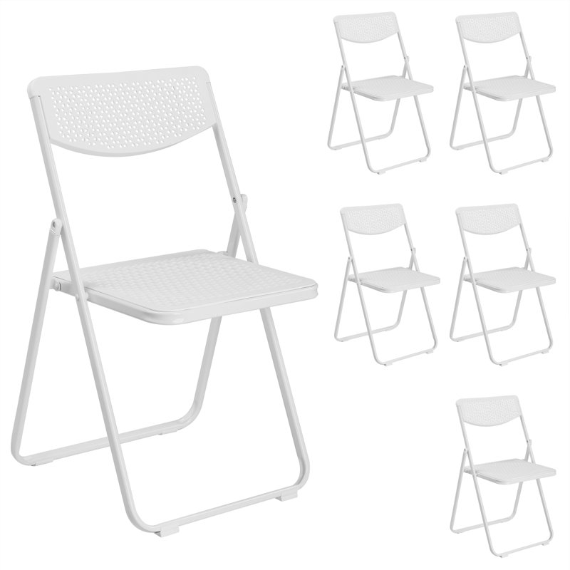 Chaises pliantes en plastique à motif ajouré, Blanc
