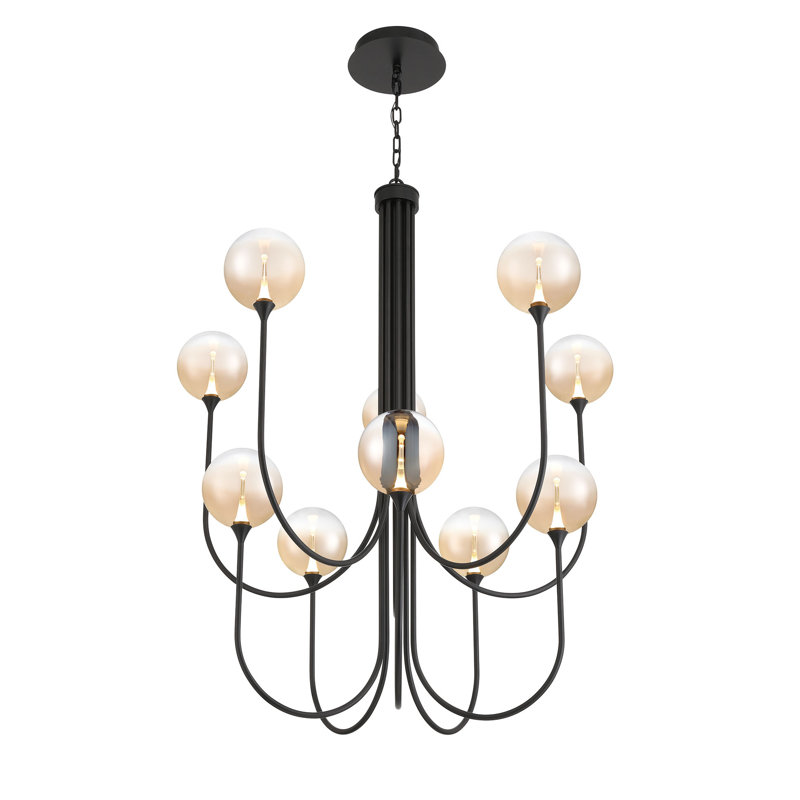 Lustre transparent 40 po Iissa, Noir / ambre