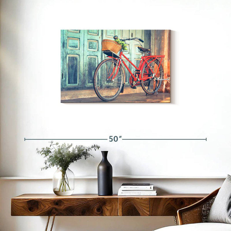 Mehar Hipster Red Bicycle, 20" H x 30" W