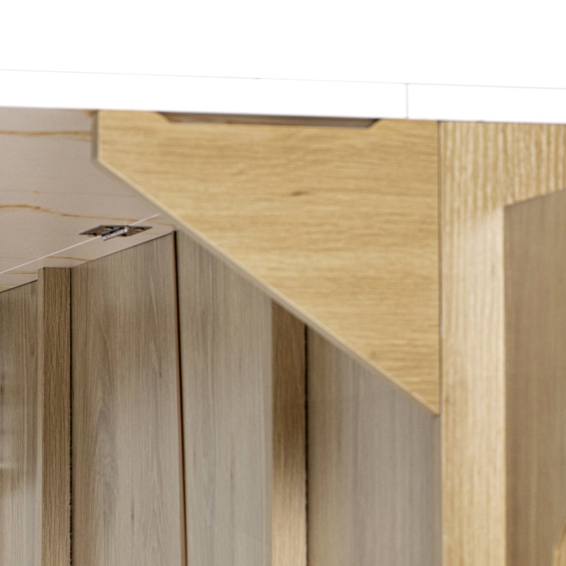 55.5" Fluted Kitchen Island with Storage, Natural