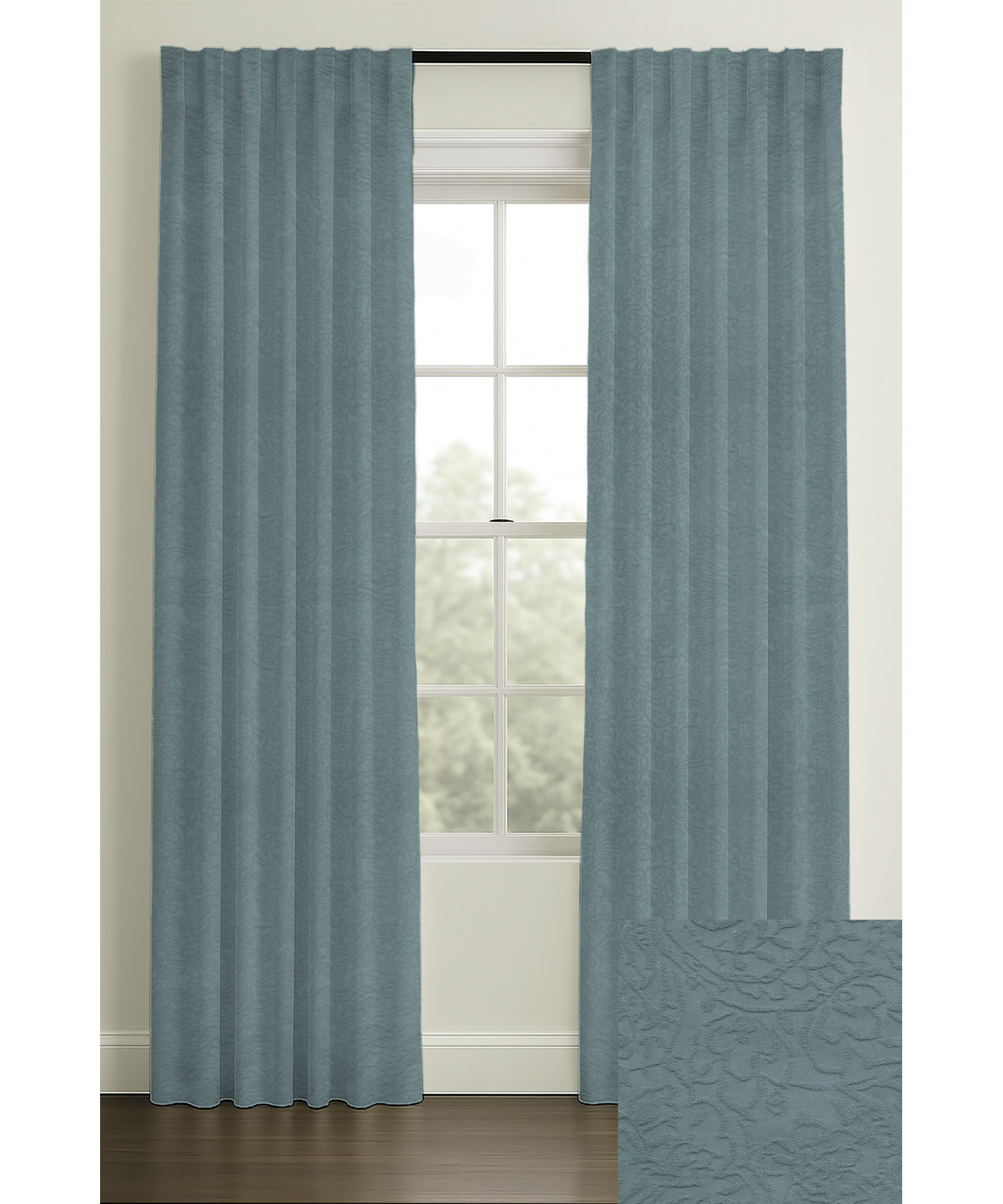 Myers Cotton Matelasse Rod Pocket Curtain, Blue, 50" W x 84" L