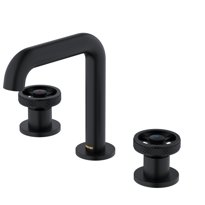 Robinet de salle de bain à large entraxe avec bonde, Noir mat