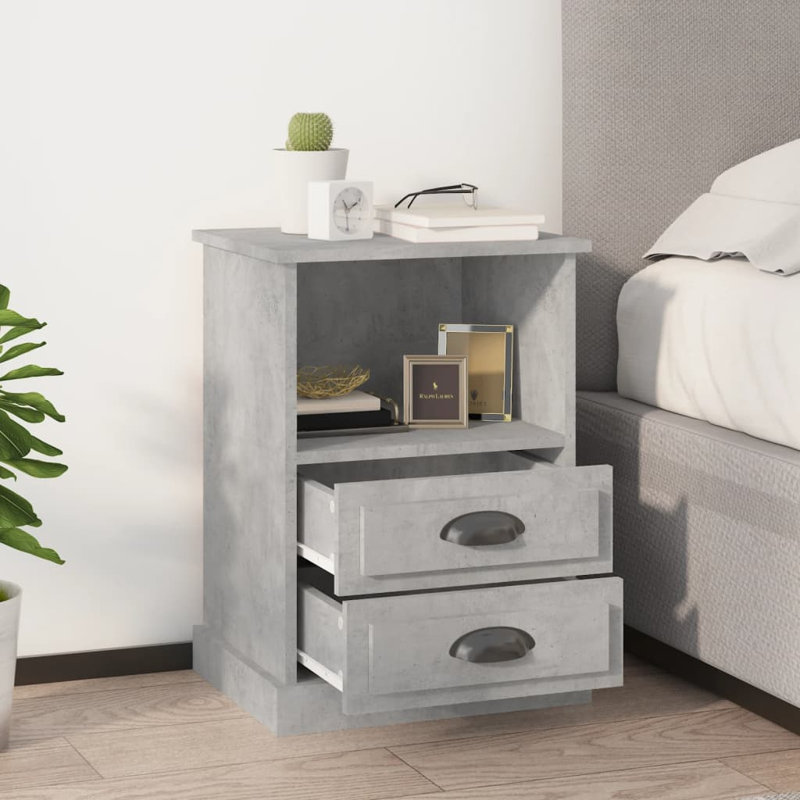 Hellertown 43cm W Manufactured Wood Bedside Table, Grey