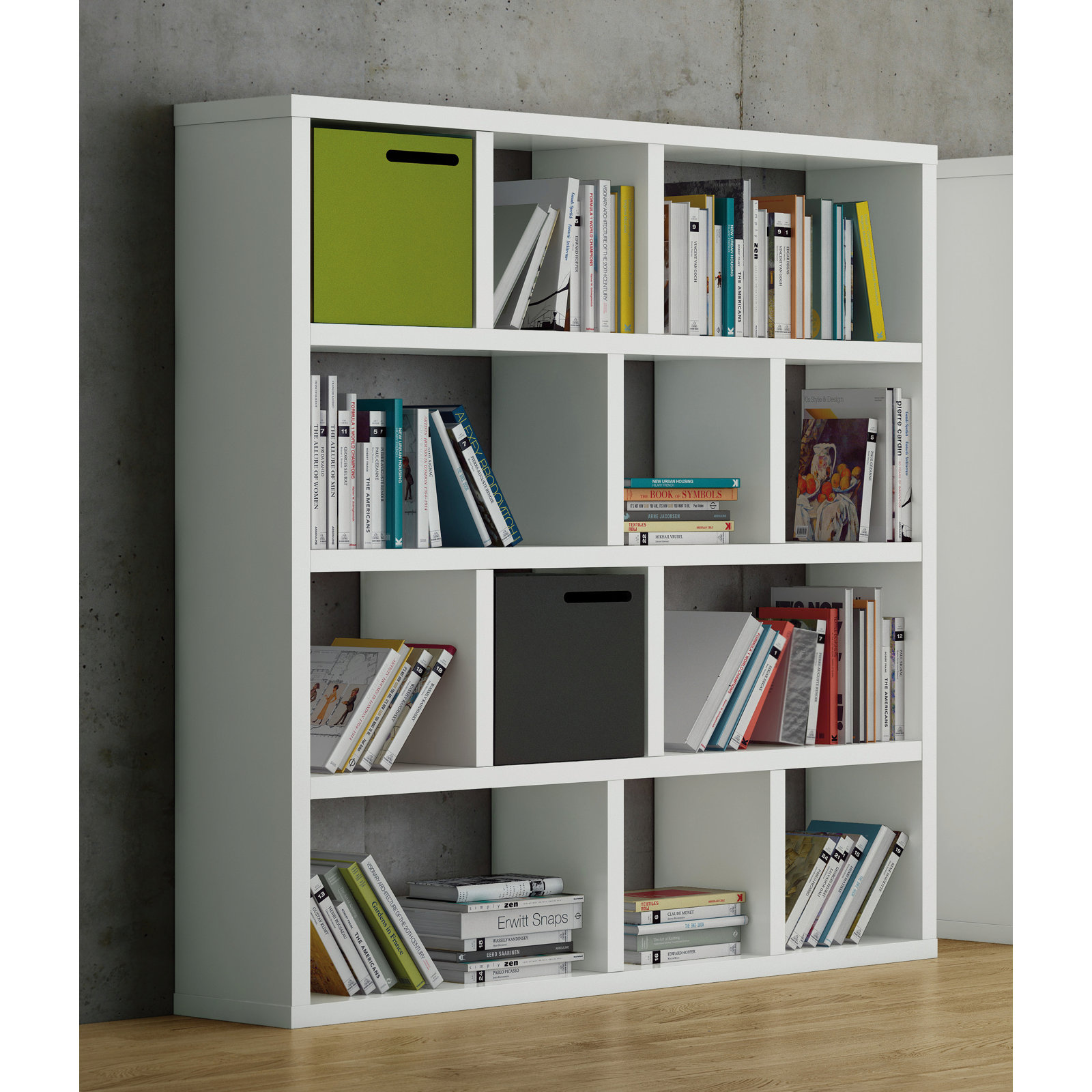 Stetson Manufactured Wood Bookcase , Pure White, (4 Shelves) 63" H x 59" W x 13" D