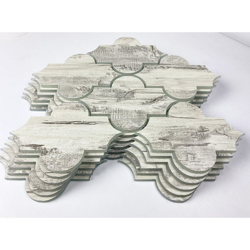 Nature 4 in. x 5.5 in. Wood Look Glass Small Lantern Arabesque Mosaic Decorative Kitchen & Bathroom Wall Tile
