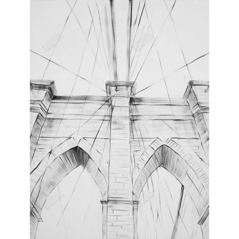 Croquis du pont de Brooklyn - Toile d'architecture pour le décor du salon