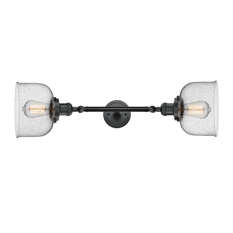 Éclairage pour meuble-lavabo à 2 lumières et à luminosité rétro Arledge, Grainé, Noir mat, Incandescent
