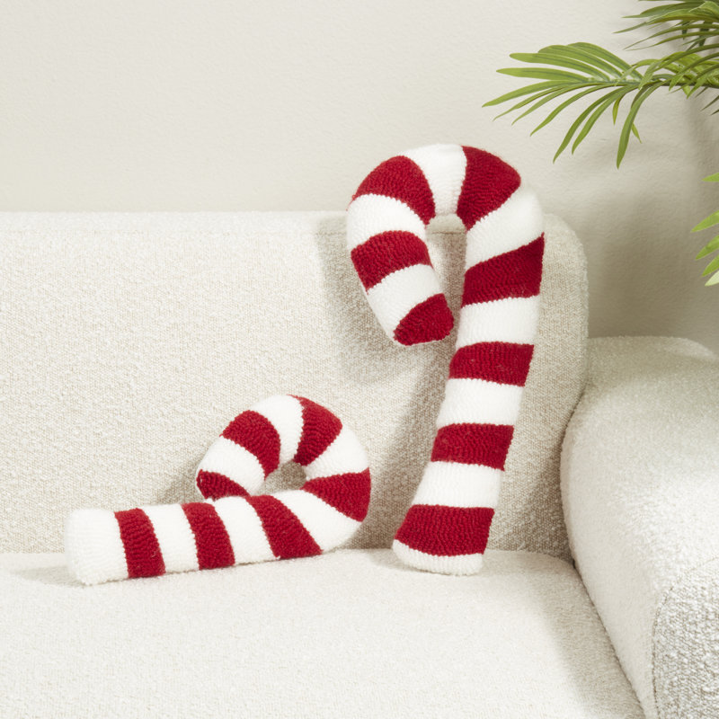 Candy Cane Twist Poly Filled Throw Pillow, Novelty 7"H x 16"W
